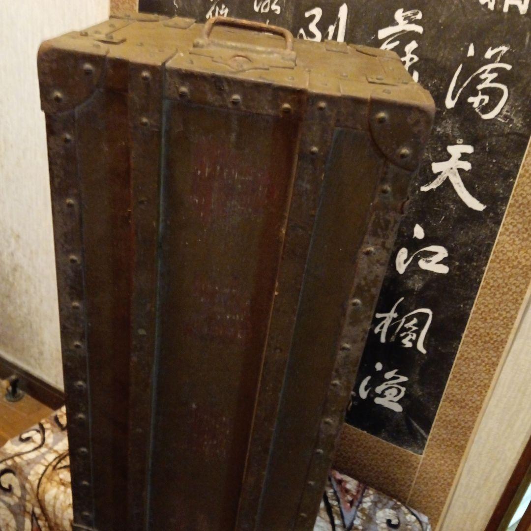 旧日本帝国陸軍稀少レア日清日露〜太平洋戦争当時物重厚古鉄金具留付木製軍装備軍隊箱