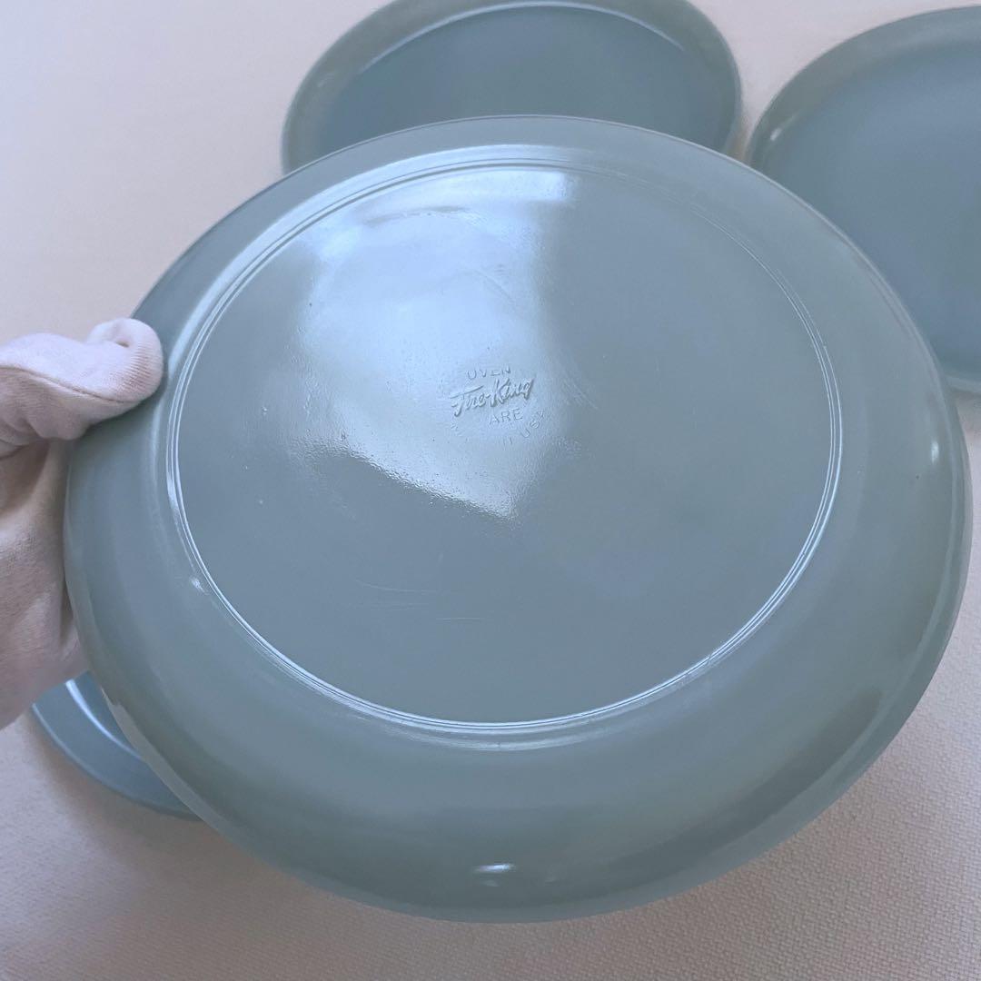 Fire-King   ファイヤーキング　ターコイズブルー　23cmプレート６枚