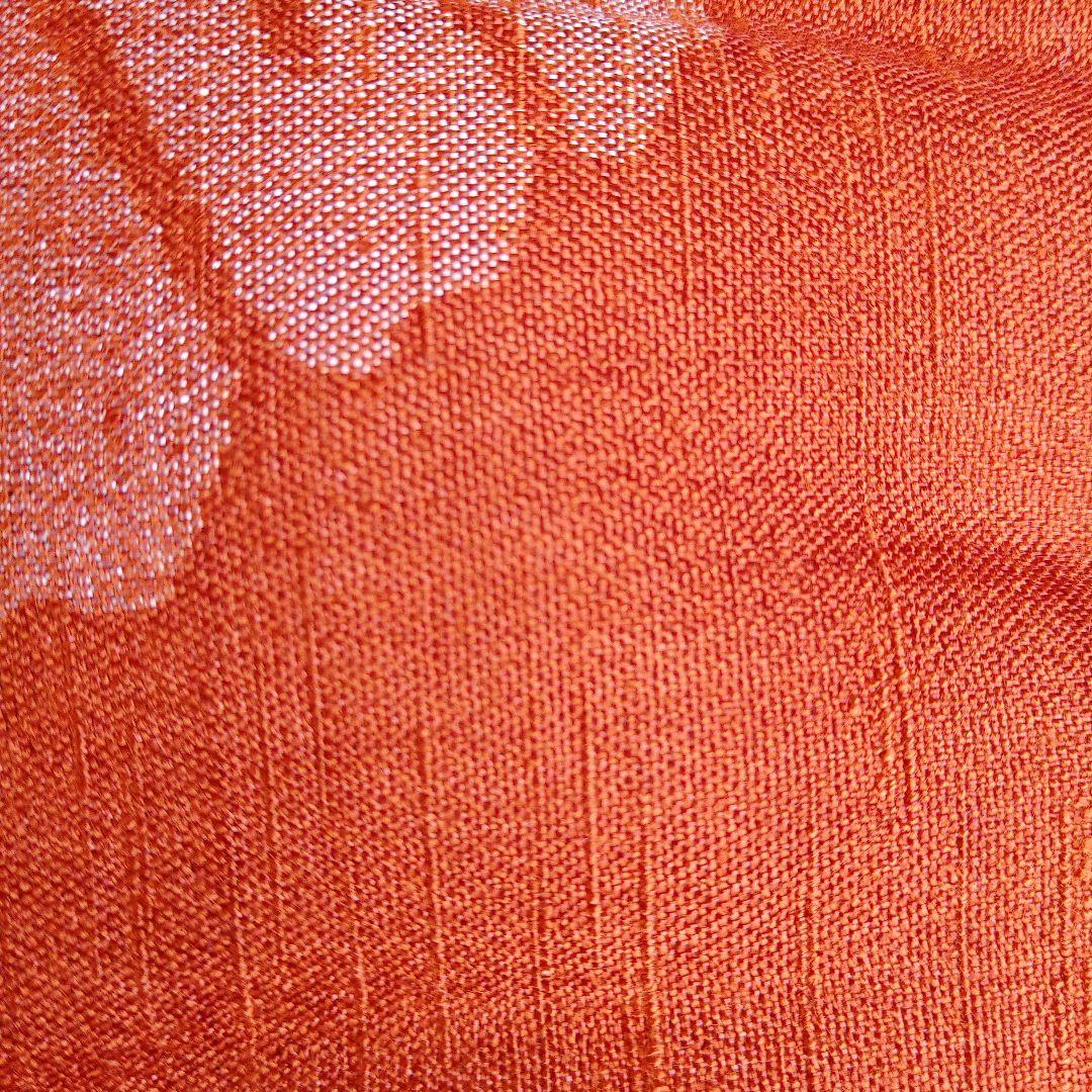 オレンジの花柄座布団　10枚セット　紬風の光沢ある生地