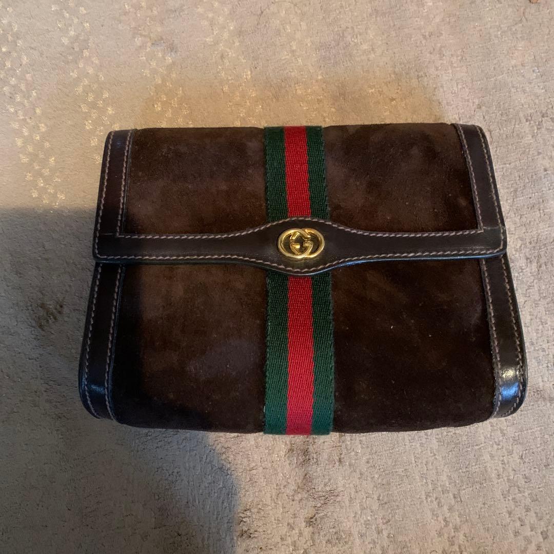 Gucci GGロゴ スエードクラッチバッグ
