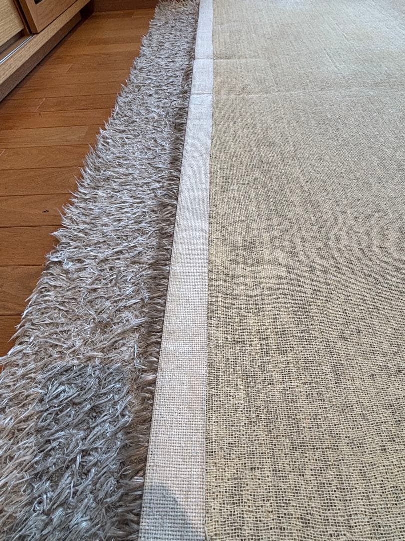 モデルルーム展示品 シャギーラグ 180×210cm 北欧 グレーベージュ