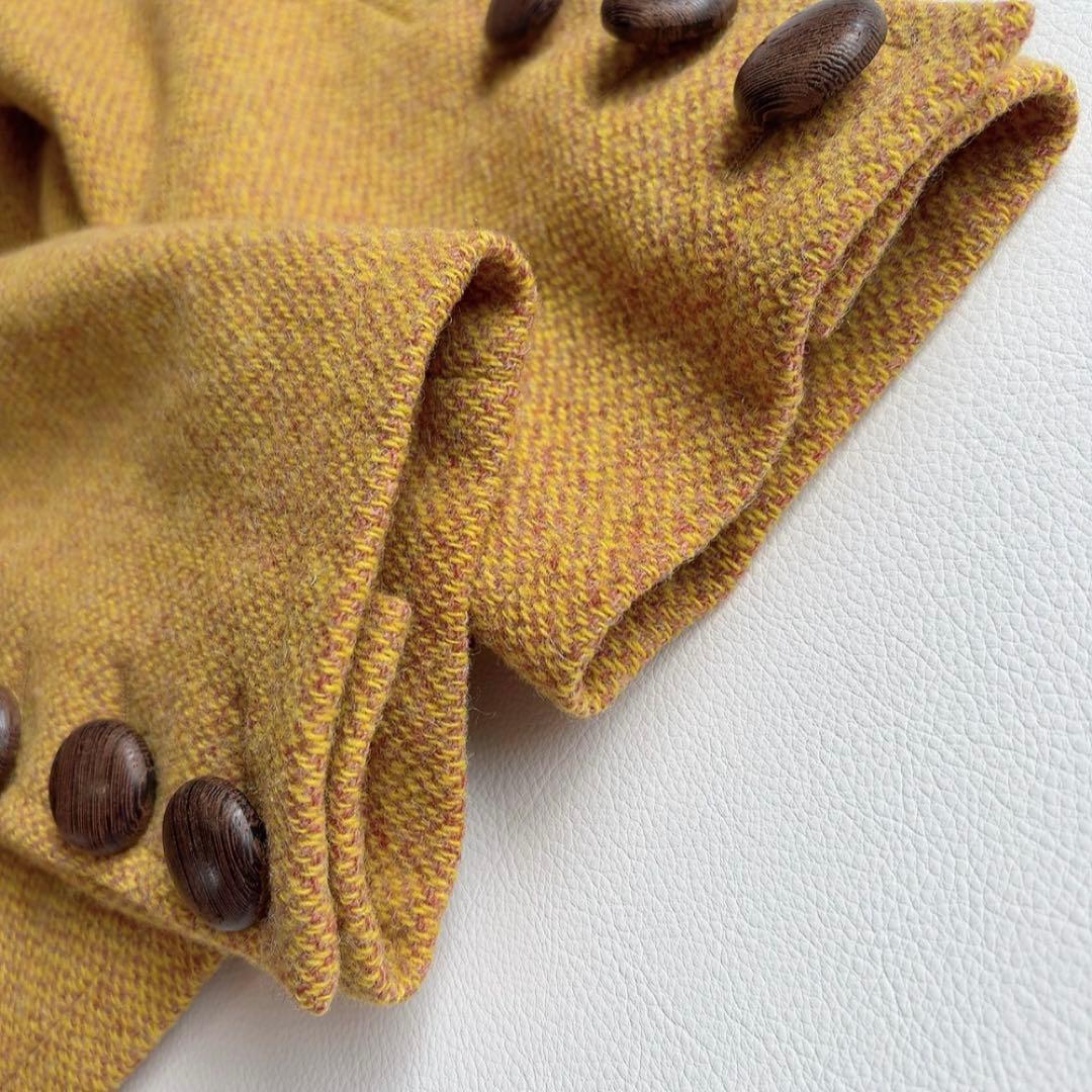 イヴサンローラン　ノーカラーツイードジャケット　木製ボタン　ウール　ヴィンテージ