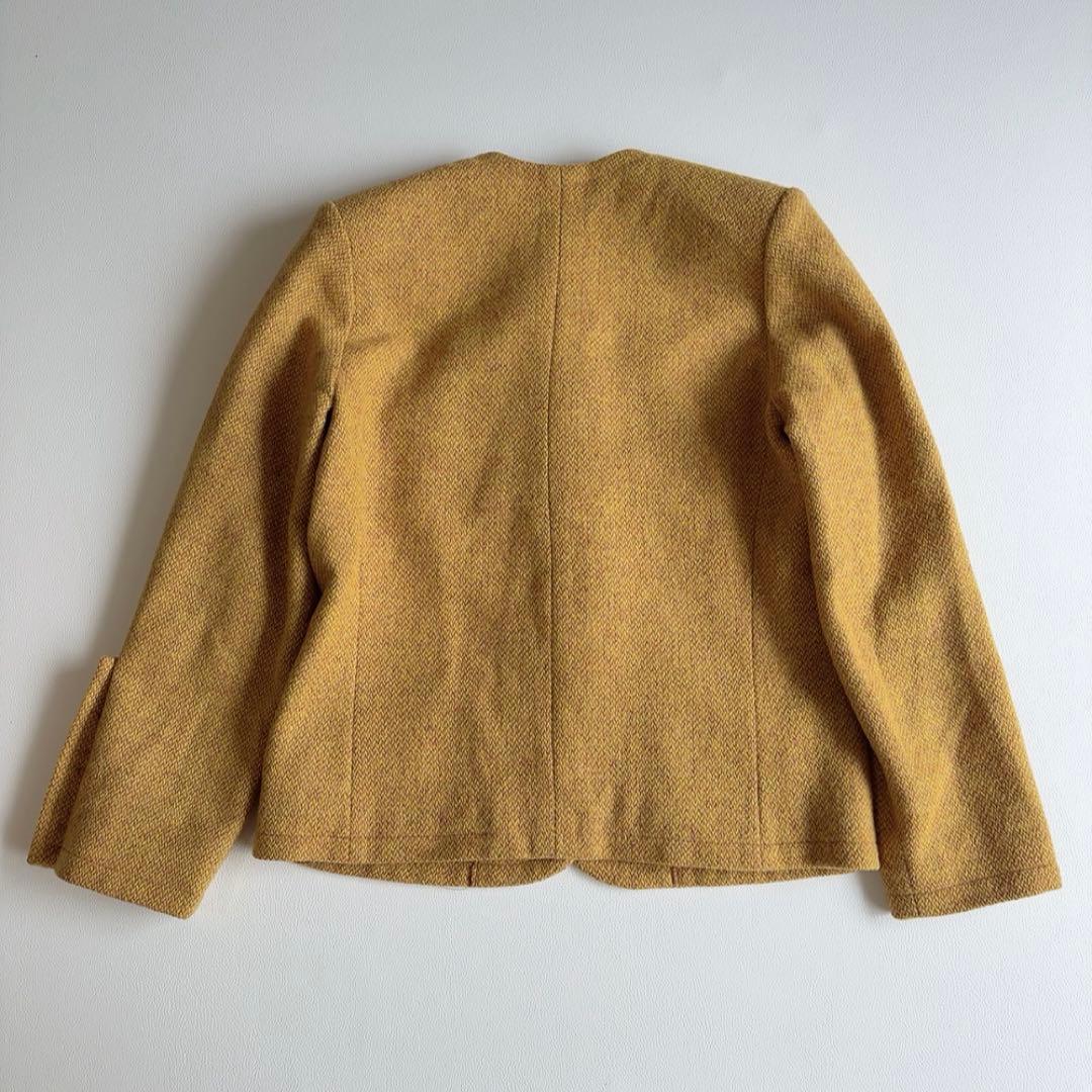イヴサンローラン　ノーカラーツイードジャケット　木製ボタン　ウール　ヴィンテージ