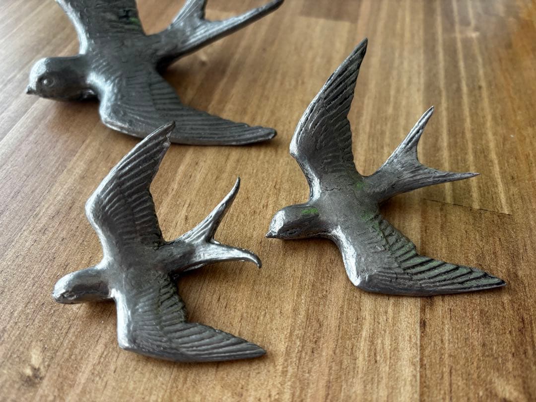 ピューター　ツバメ　3個セット　ブロカント　壁掛け　オーナメント