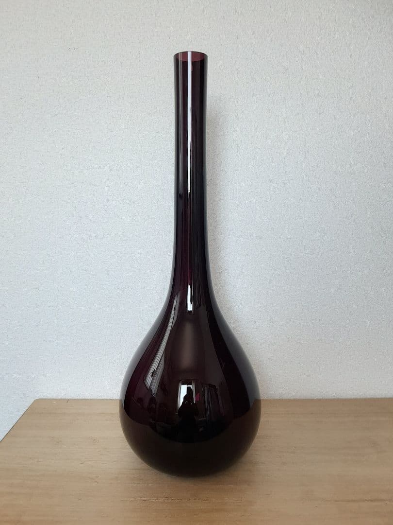 高さ70cm★巨大な花器★ガラス製　花瓶★濃紫色　大きい　生け花★花立