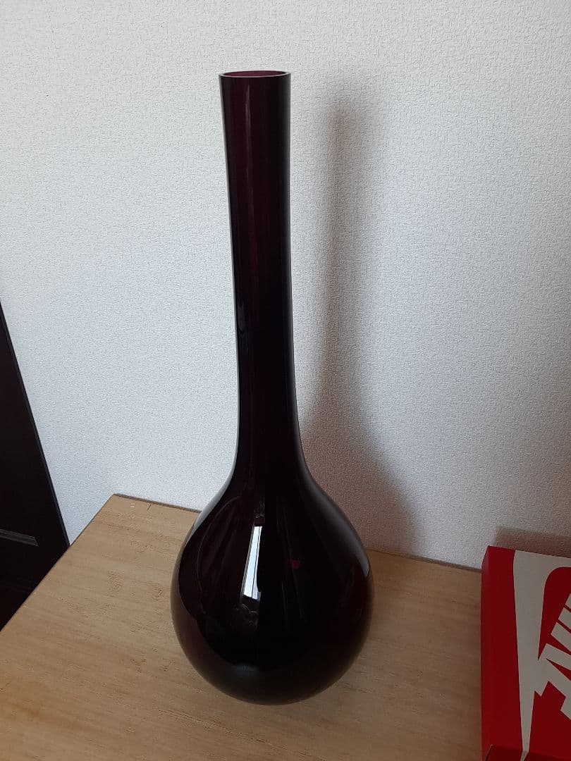 高さ70cm★巨大な花器★ガラス製　花瓶★濃紫色　大きい　生け花★花立