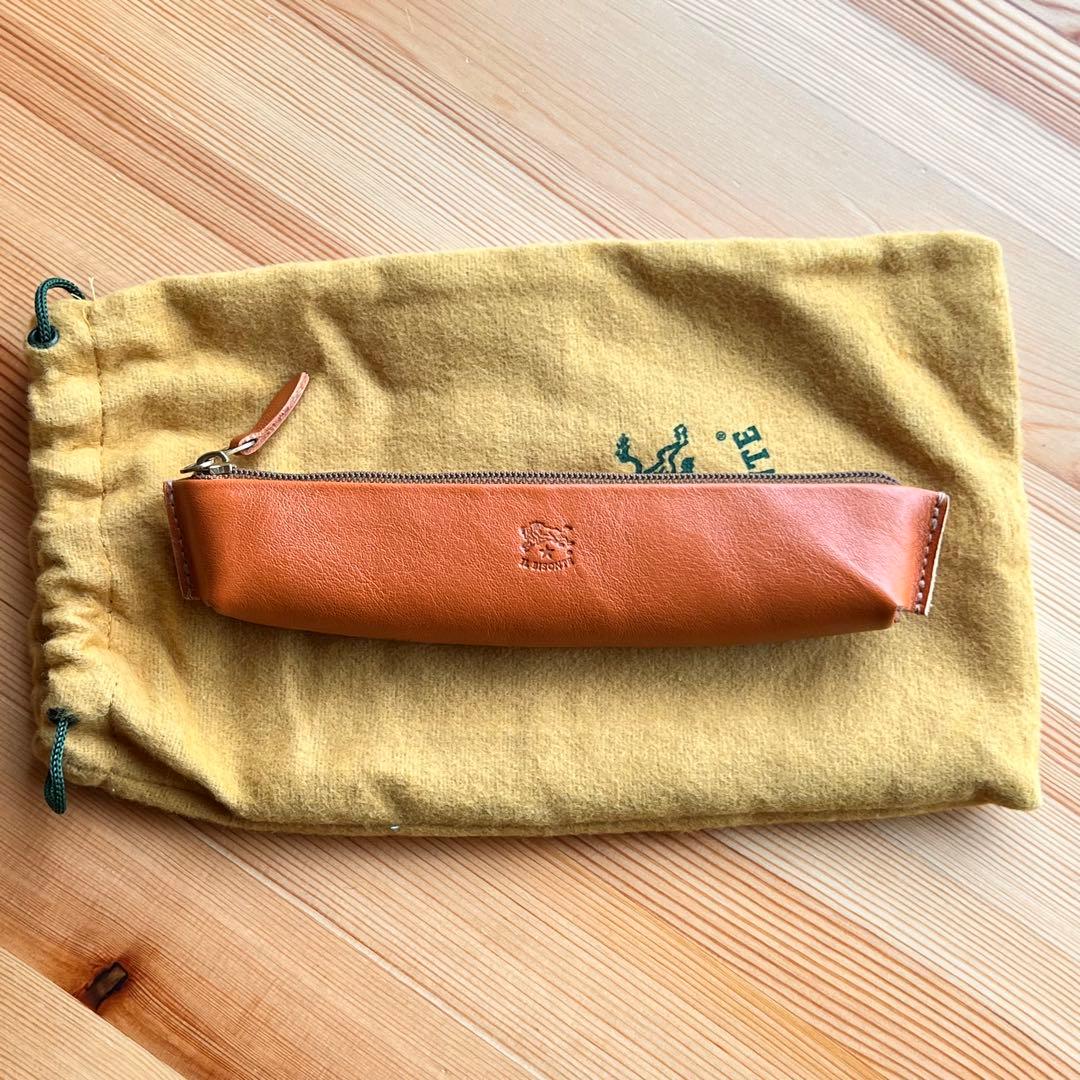 新品 イルビゾンテ ペンケース オレンジ 購入証明書 保存袋付き