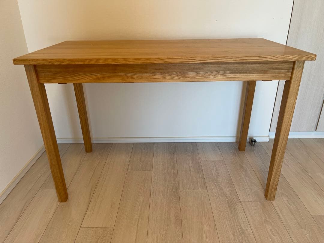 美品 無印良品 タモ材デスク 学習机 木製机 引き出し付 110×50cm