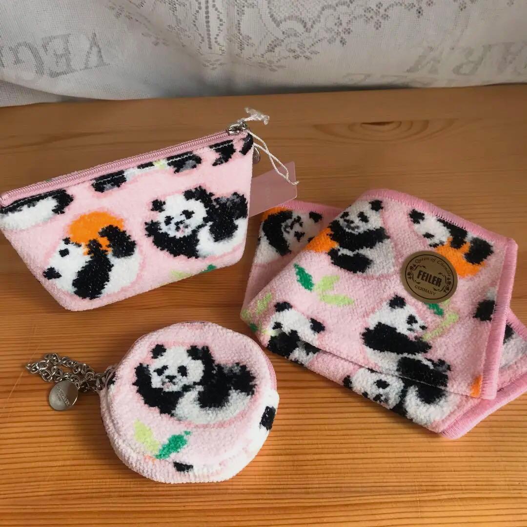 FEILER コロコロパンダ ハンカチ·ポーチ·サークルポーチ 3点set