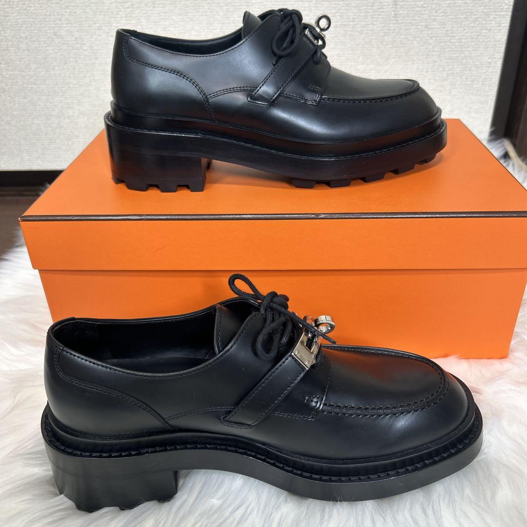 未使用級　HERMES エルメス　革靴　ケリー　ダービー　ファースト　36 黒