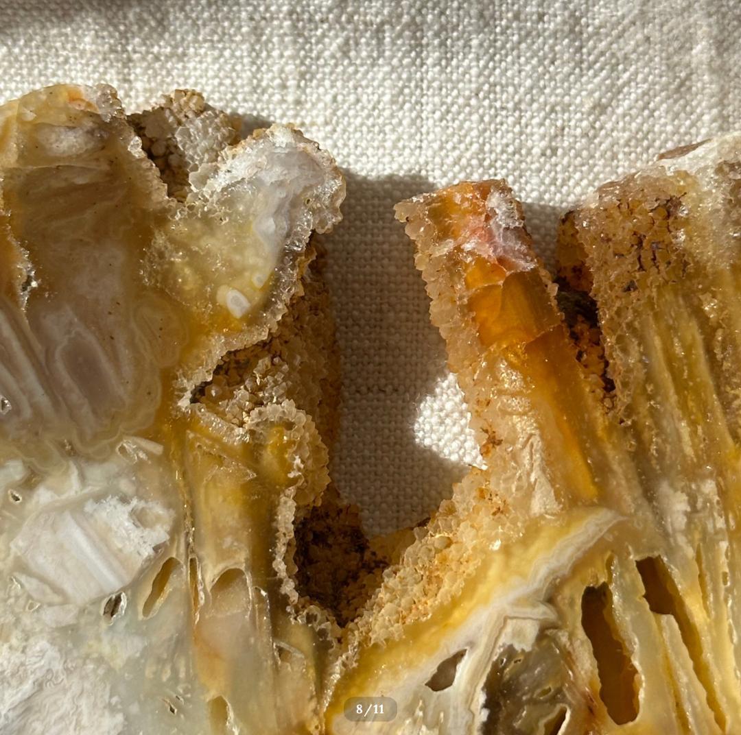 【瑪瑙】アゲート スライス シリカ化 カルセドニー × セレナイト