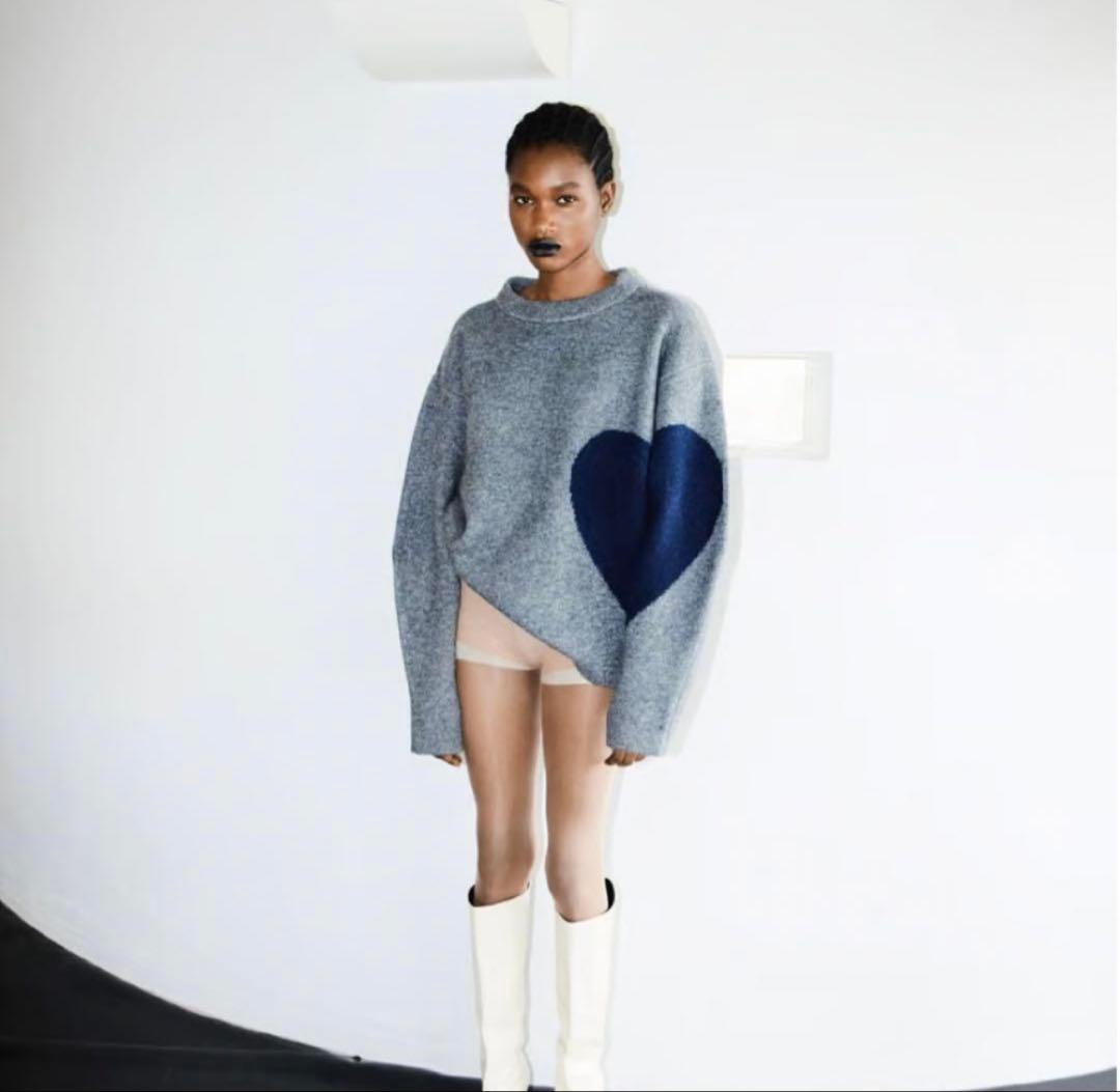 【美品】NKNIT グレー ハートデザイン セーター