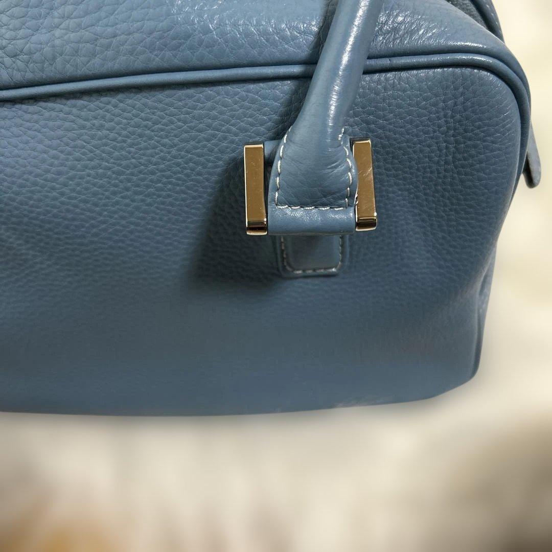 傳濱野 バッグ レザー 革 本革 ブルー 青フェリーナミニボストン