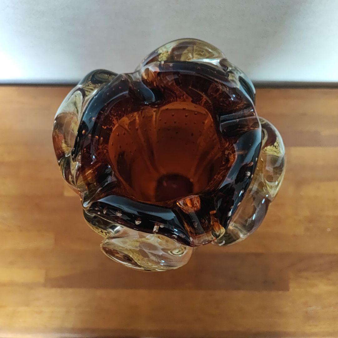 新品　岩田ガラス　花瓶　アーバン色