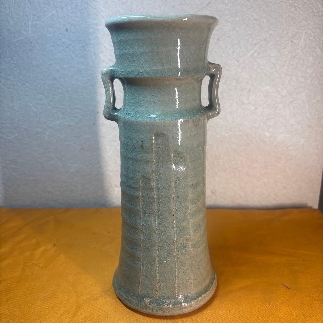 諏訪蘇山　 耳付 花入　 共箱