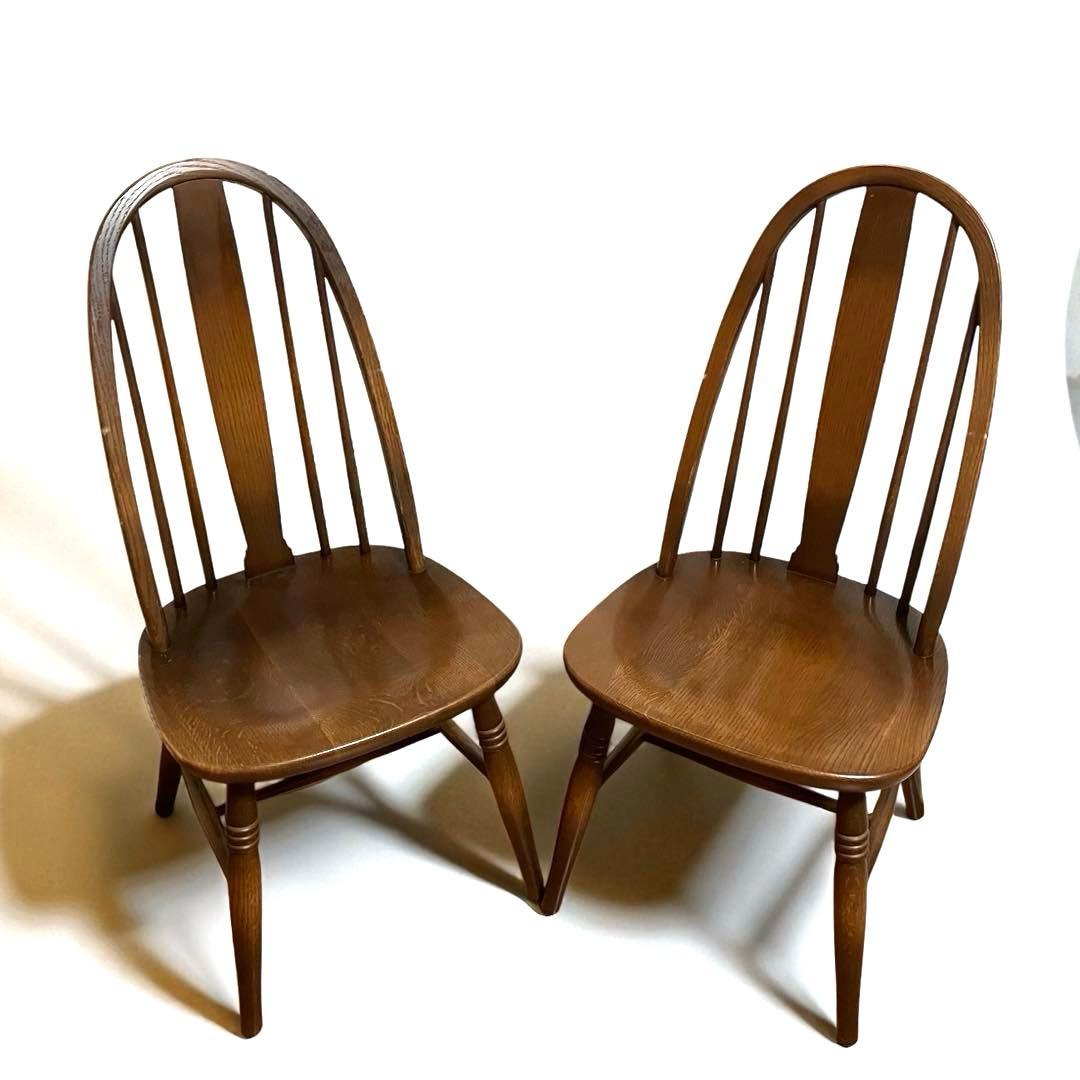 【良品】飛騨産業 キツツキ ボウバックウィンザーチェア　2脚セット①