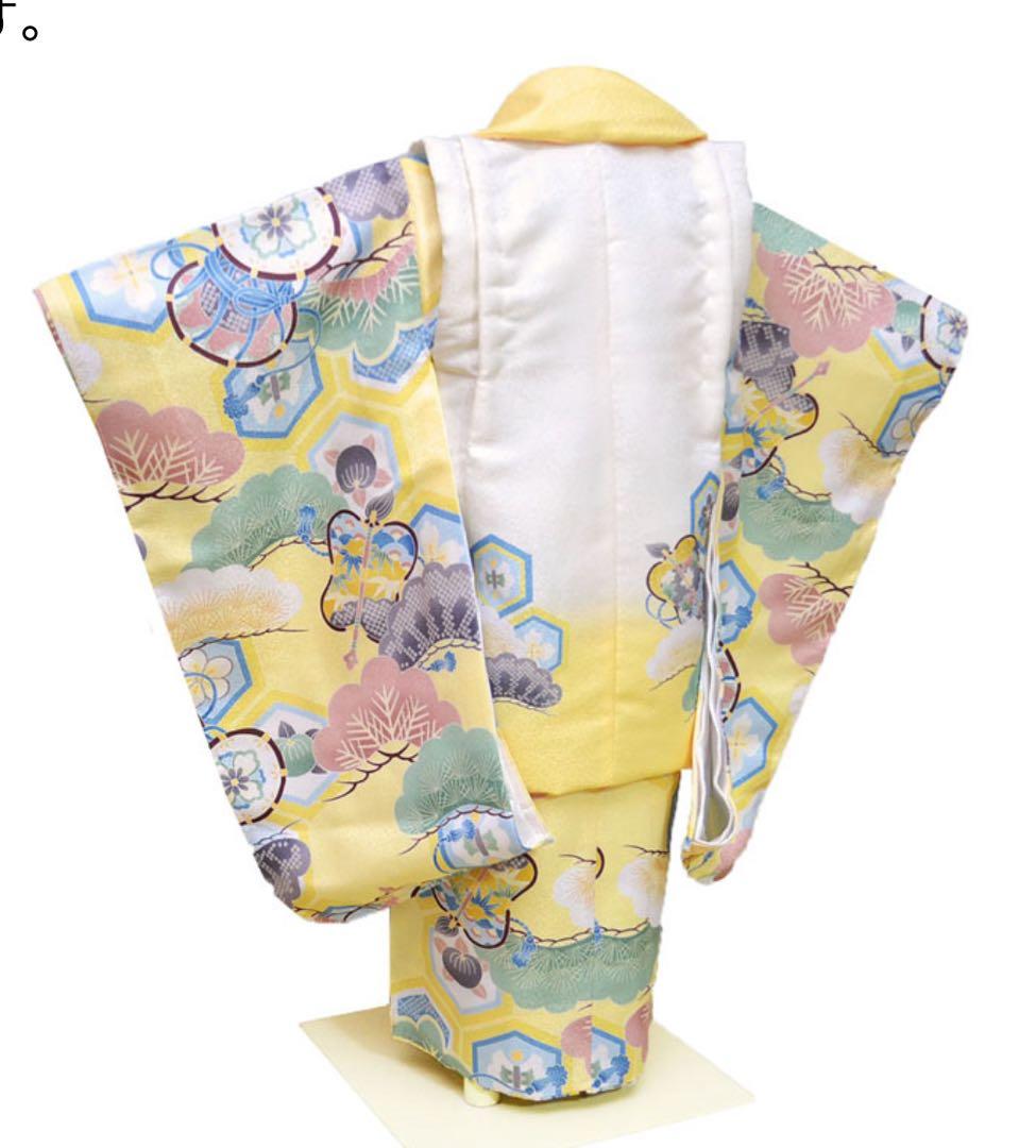 1500円値下げ！2025七五三用着物セット 黄色 花柄 室内撮影1時間のみ使用
