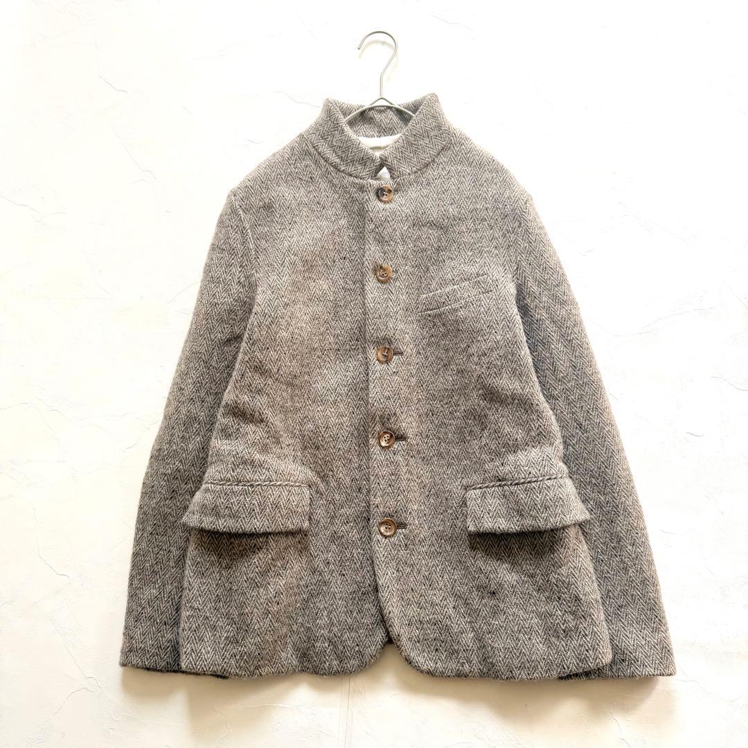 トゥジュー　ウールヘリンボーン　ジャケットコート　ツイード　ベージュ