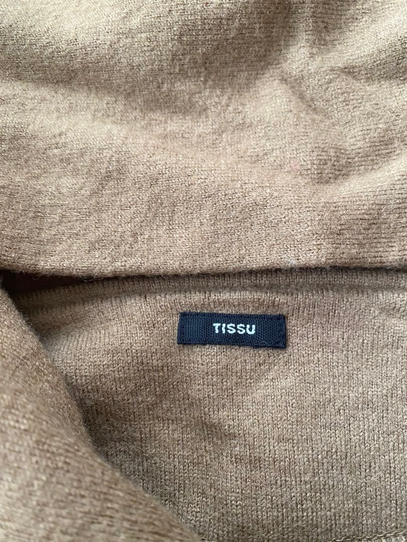 ほぼ未使用　TISSU｜圧縮 ウール ニット ポンチョ コート　ワイド　ベージュ