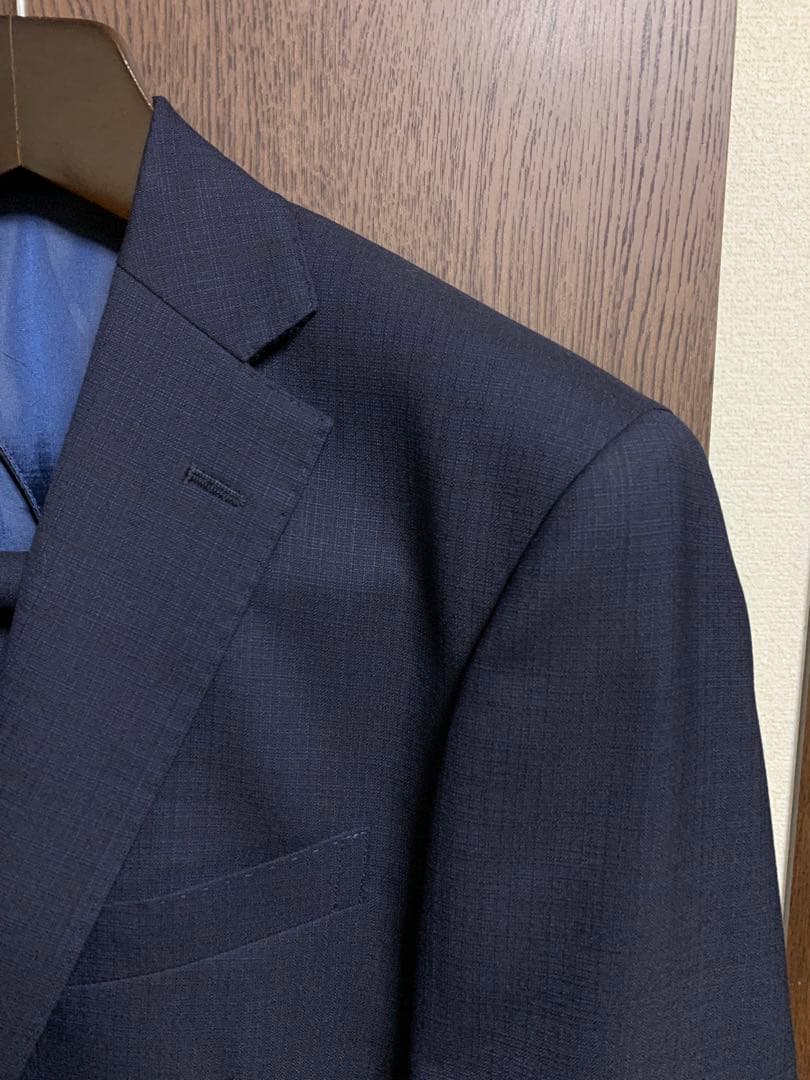 Y5新品未使用！高級ニュージーランドウール100%ネイビーシングルスーツ！