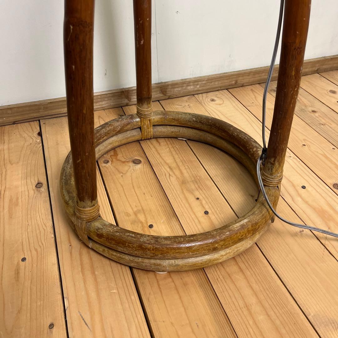 古家具 ビンテージ品◾️籐ラタンフレーム 間接照明 フロアライト/ フロアスタンド