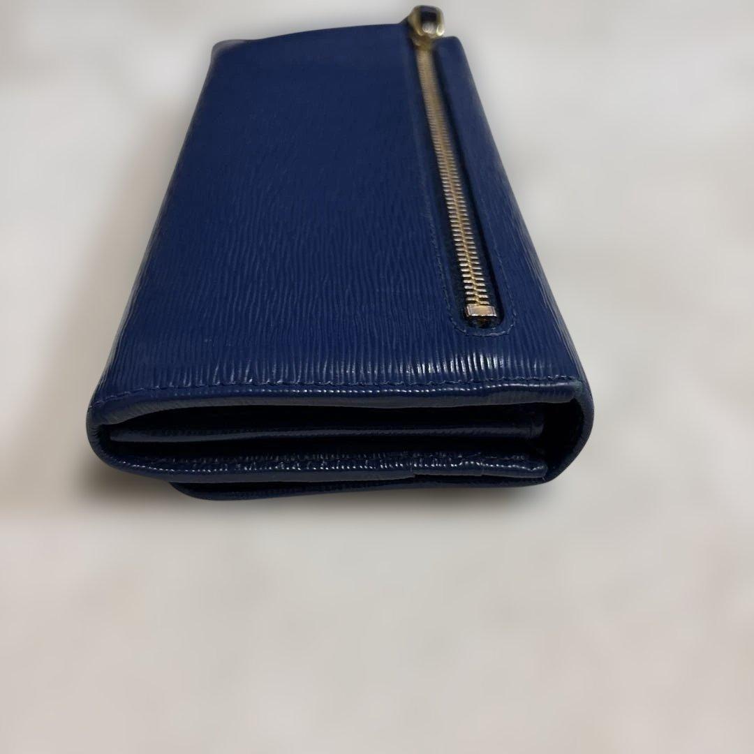 **PRADA ネイビー 長財布 サファイアーノ**