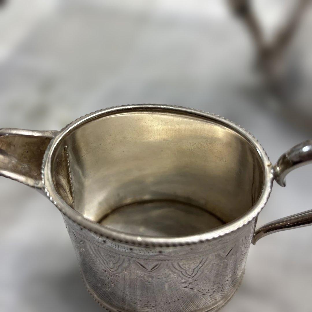 イギリス製　アンティーク　シルバーポットティーセット　トレイ　おまけ付き