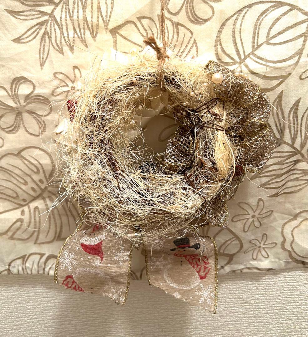 «823»◤完売◢早割りクリスマスリース*ゴールドリボン*華やかな可愛いリース