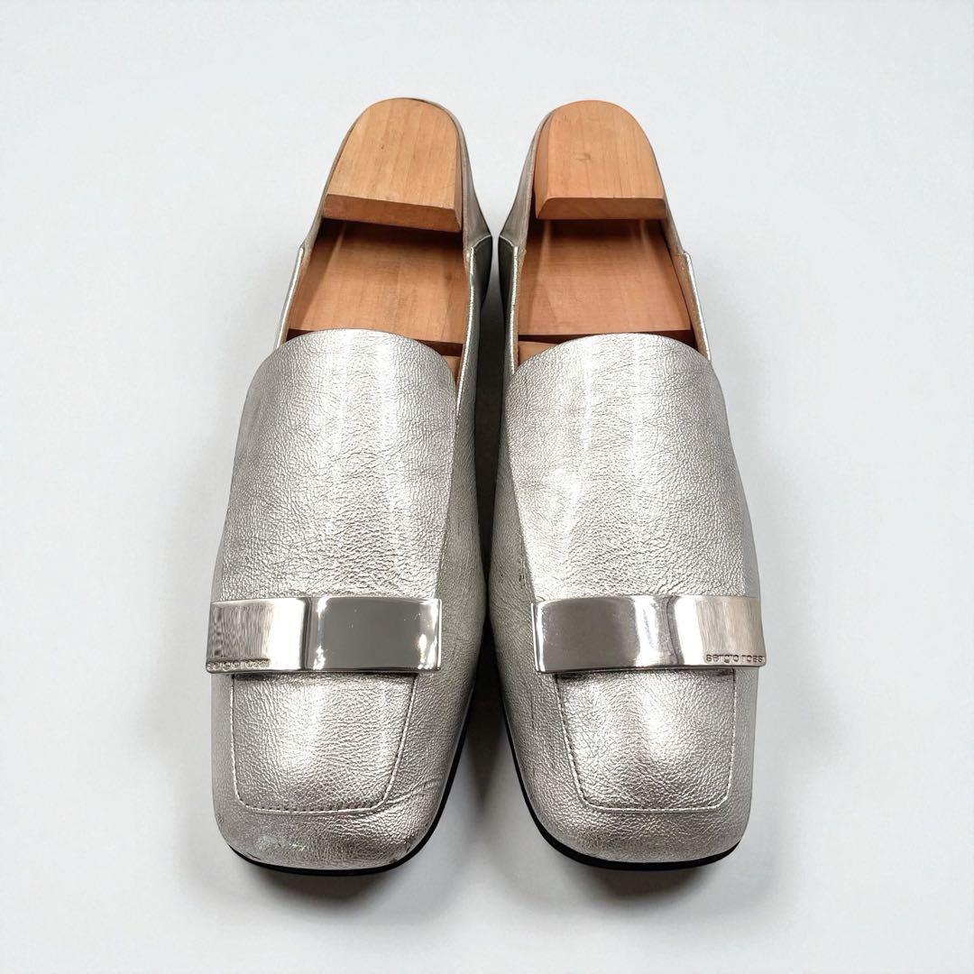 セルジオロッシ sr1 フラット スリッポン シルバー金具 銀 37 付属あり