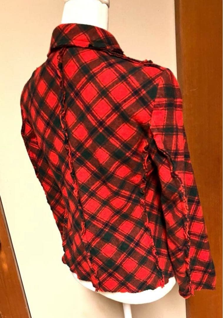 トリココムデギャルソン 丸襟はぎ合わせバイヤスデザインジャケット RED M