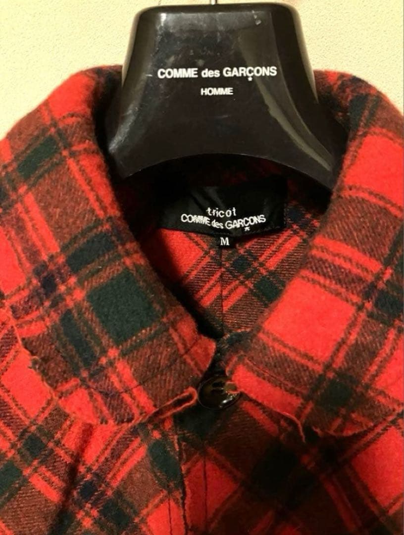 トリココムデギャルソン 丸襟はぎ合わせバイヤスデザインジャケット RED M