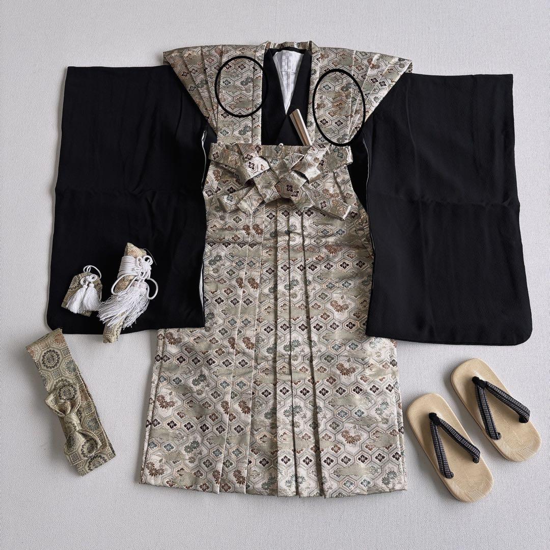 裃フルセット　七五三　５歳男の子　かみしも　袴　長着　長襦袢　小物　7054