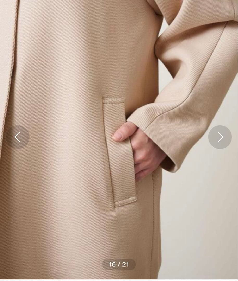 UNITED ARROWS ツイルノーカラーミドルコート ベージュ ジャケット