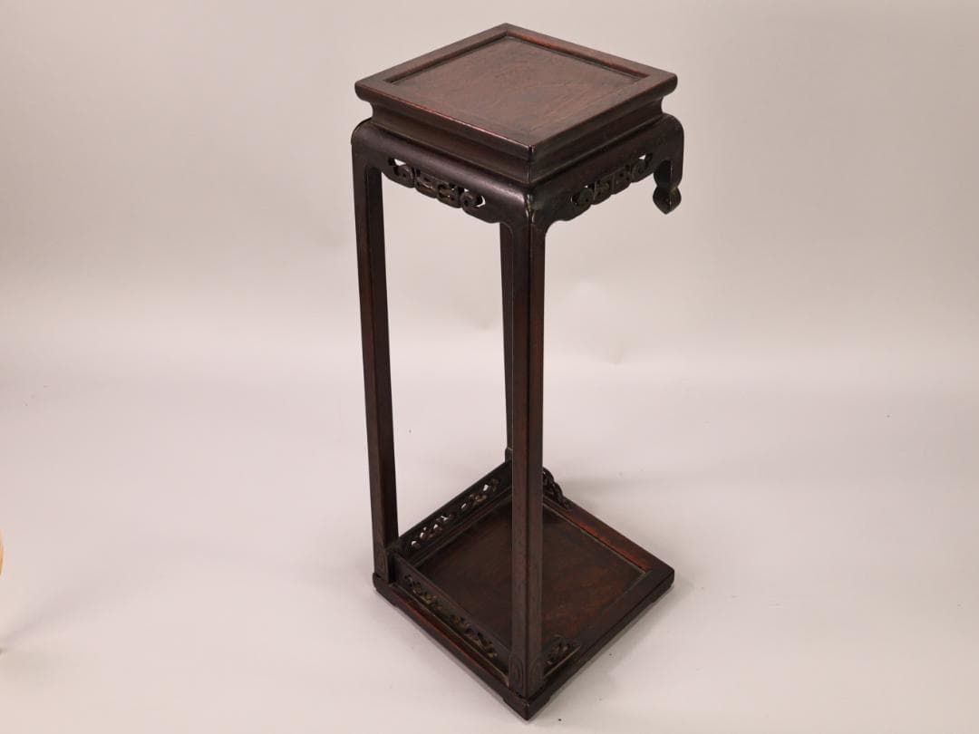 BK435　時代唐木　菱型　高卓　花台　香炉台　飾台　盆栽台　高さ約41㎝