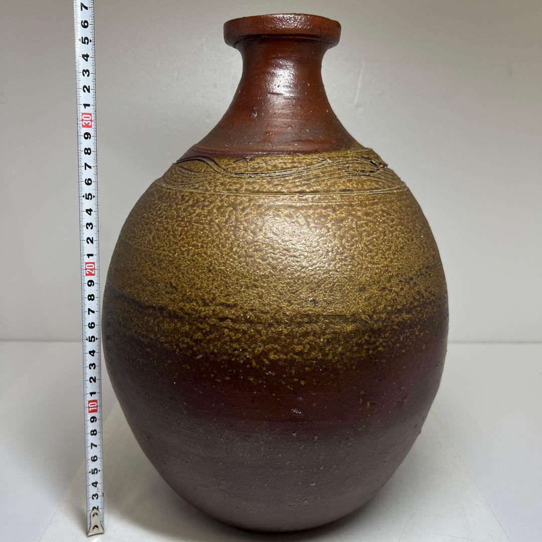 藤原啓　備前特大徳利　共箱　高さ約37.5㎝　東Y7-0627⭐︎2Fトコウ