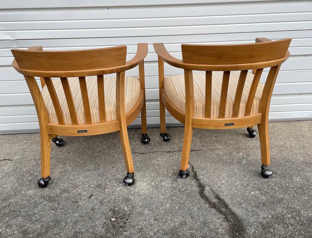 稀少/カリモク家具/ダイニングチェア/アームチェア/椅子/キャスター付き/②