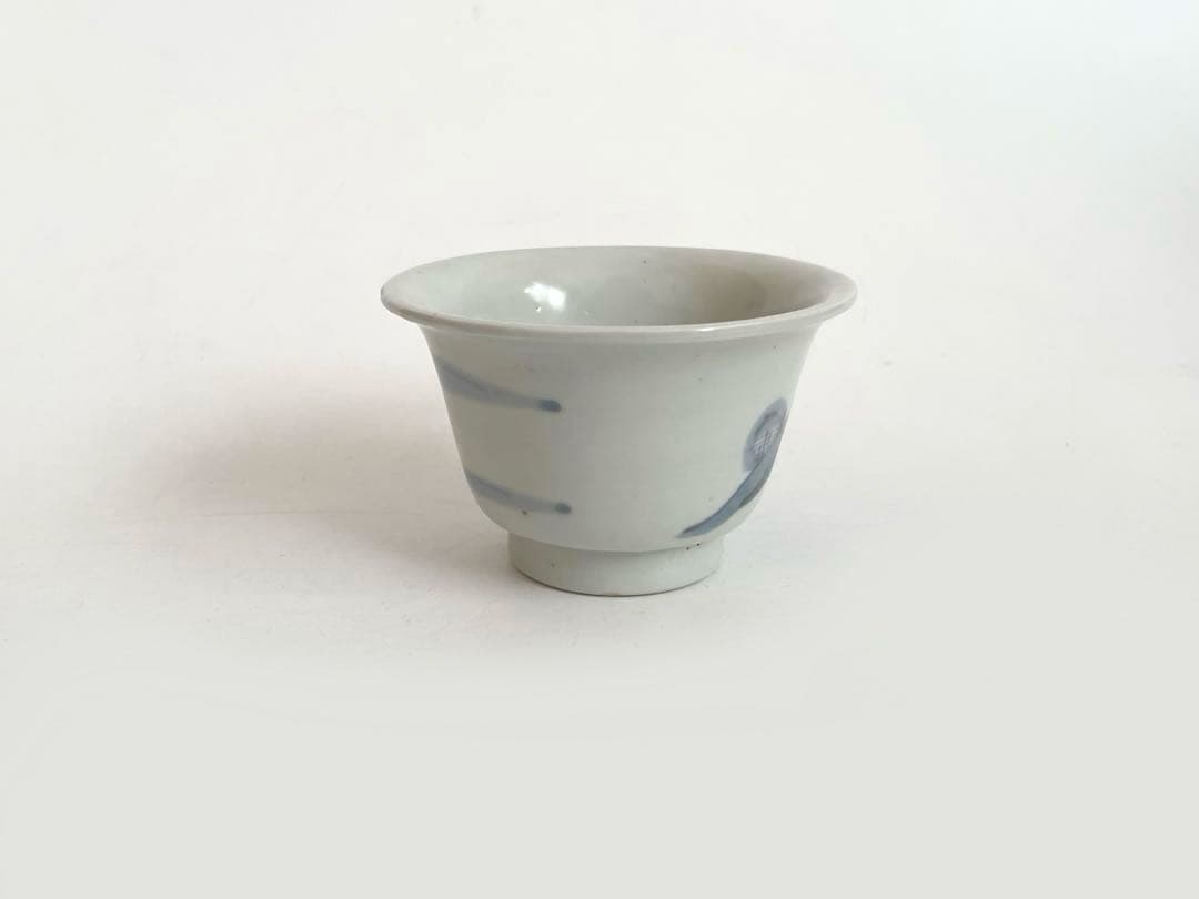 骨董　アンティーク　古伊万里　染付　楼閣文様　端反　蕎麦猪口　カップ