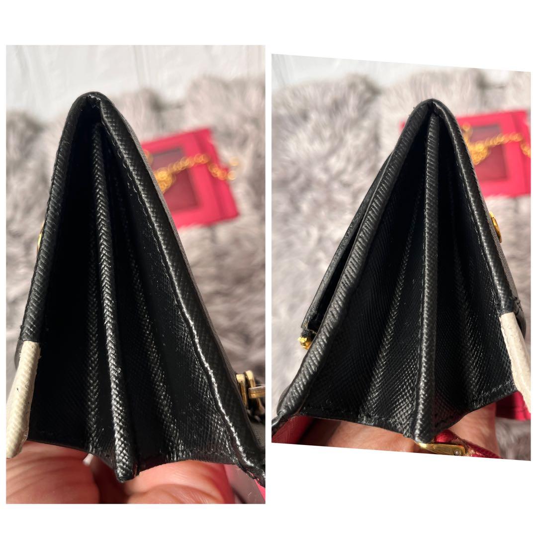 PRADA✨バイカラー　サフィアーノ　長財布　カードケース　ブラック