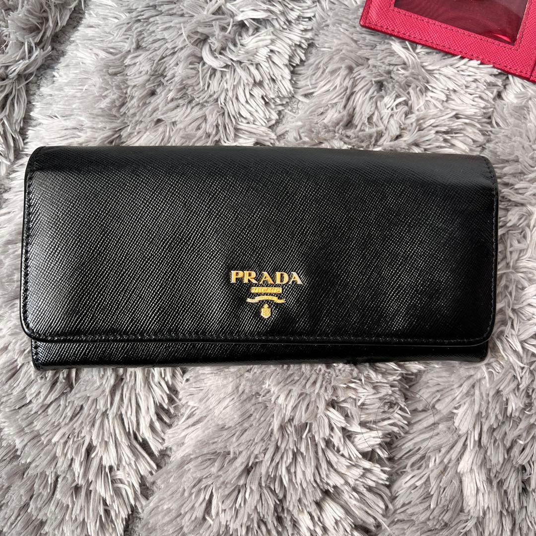 PRADA✨バイカラー　サフィアーノ　長財布　カードケース　ブラック