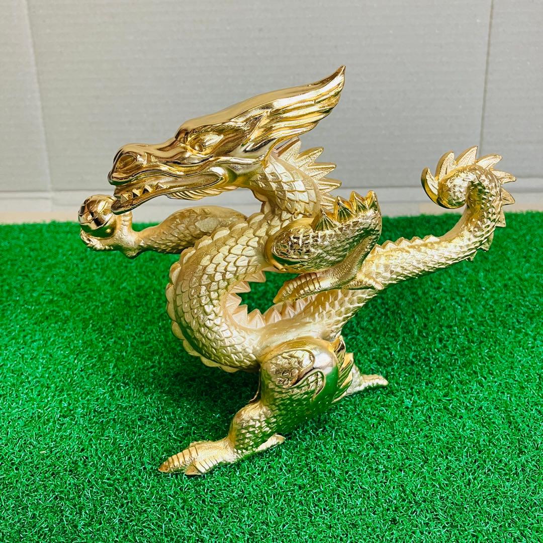 高岡銅器 竹中銅器 24KGP 黄金 龍神 鋳銅製 大理石台座 ケース付