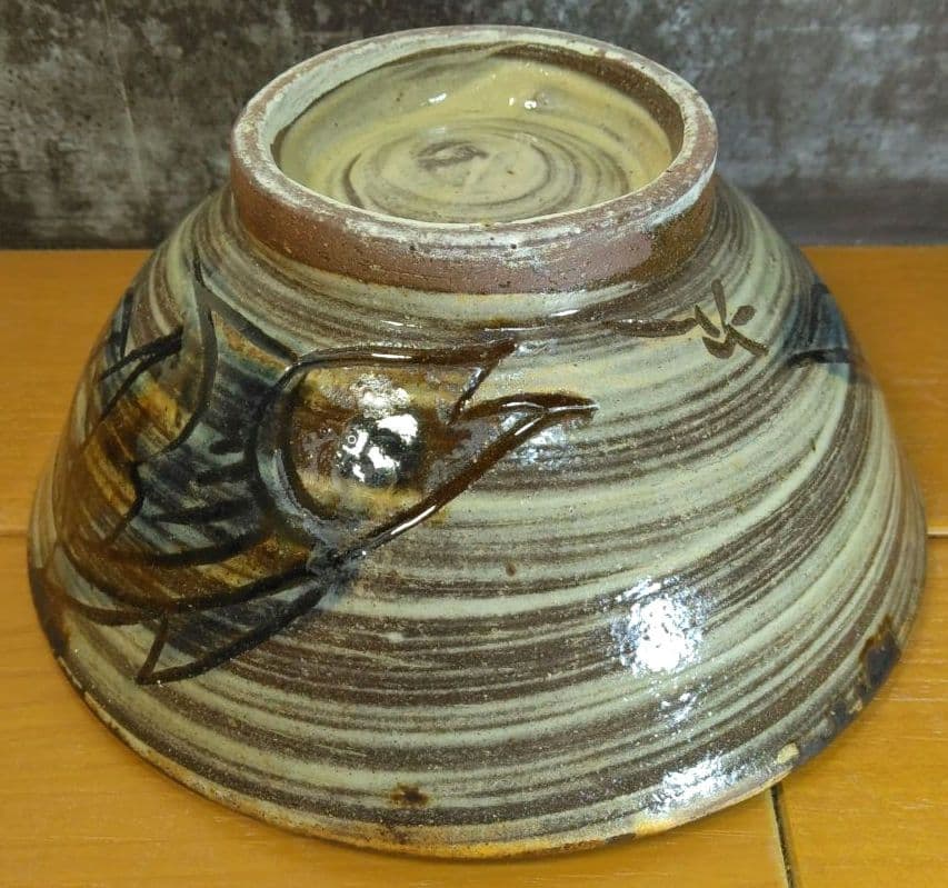 人間国宝 金城次郎 魚文マカイ(魚紋茶碗) 栞 共箱(本人書付）壷屋焼 やちむん