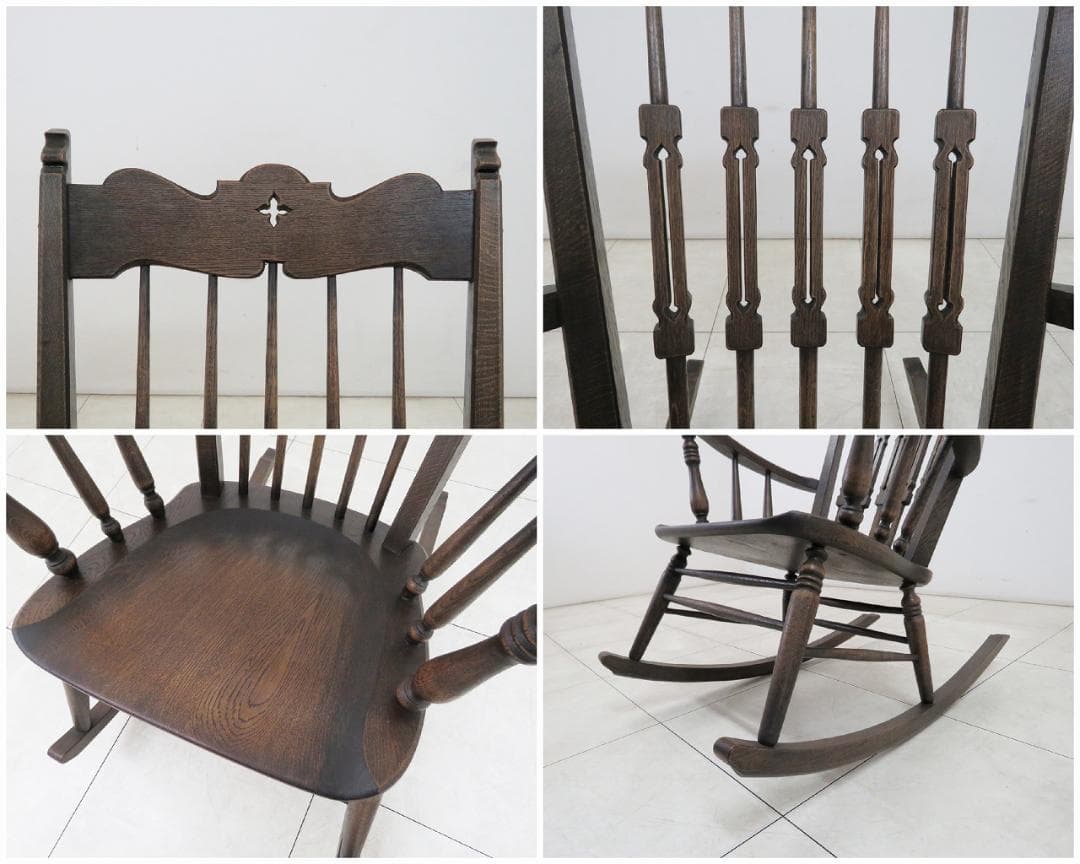 神戸洋風家具 永田良介商店 スカシ型ロッキングチェア ナラ材 検キツツキダニエル