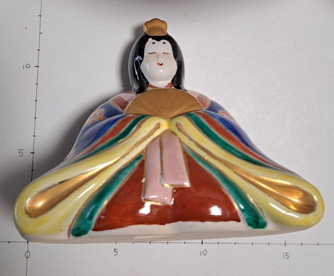 k-⑫九谷焼 ひな人形 3号 親王飾り 菊仙作 青海波