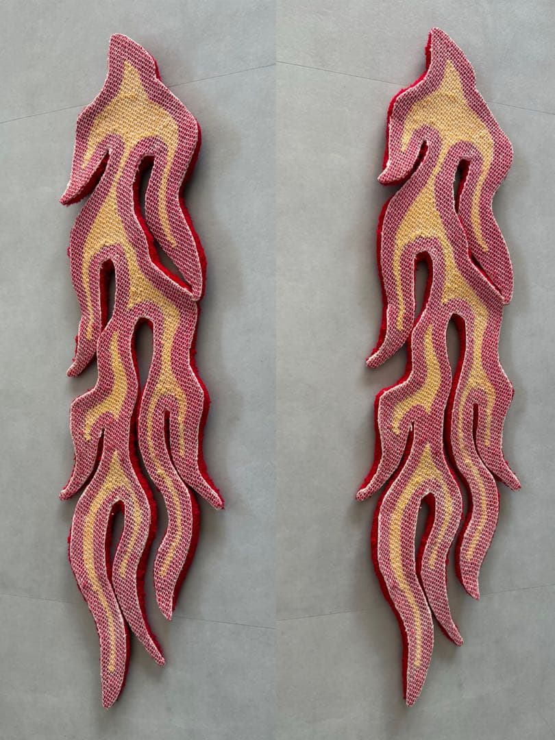 古着 ビンテージ ラグ マット ファイヤーパターン インテリア 置物 美品 希少