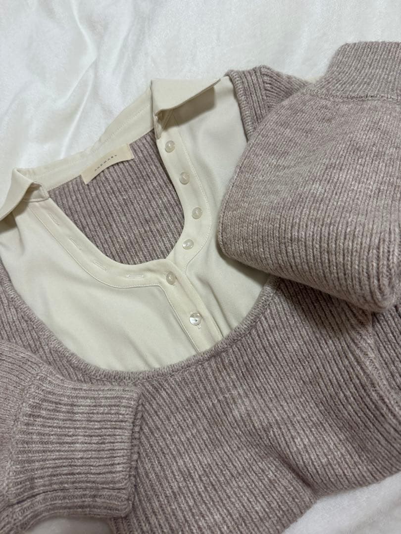 andmary Demi layered mini dress ベージュ