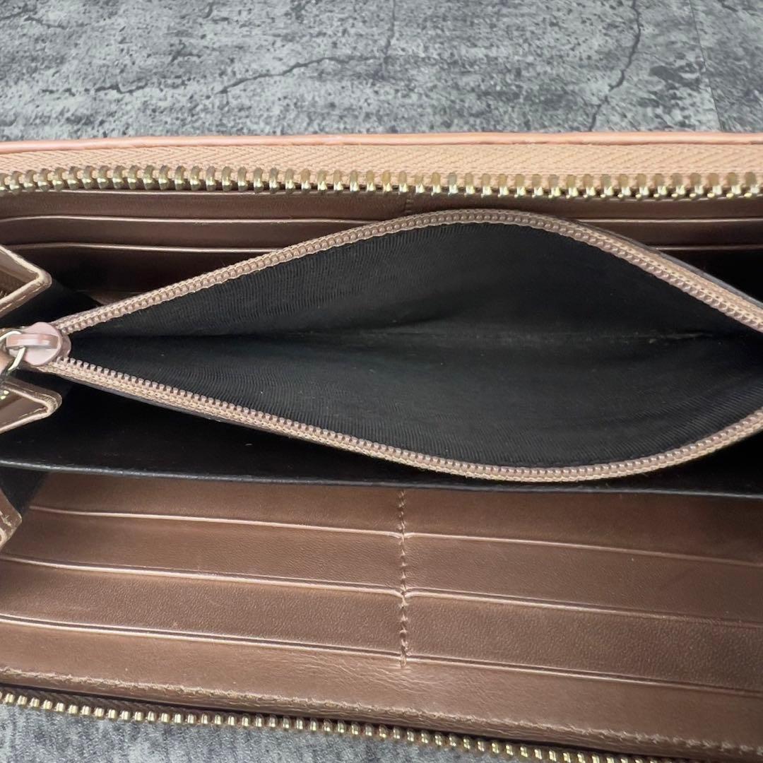 GUCCI ラブリーハート チャーム GG柄 ラウンド長財布 ピンク レザー