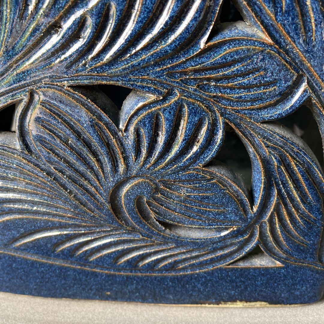 信楽焼傘立て  藍唐草 高さ４６cm