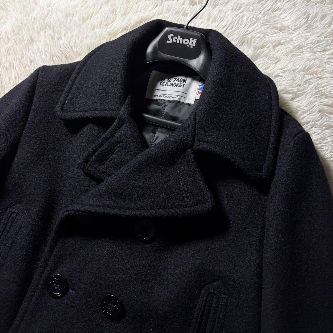 美品■schott ピーコート　782US 7378 ブラック　黒　M