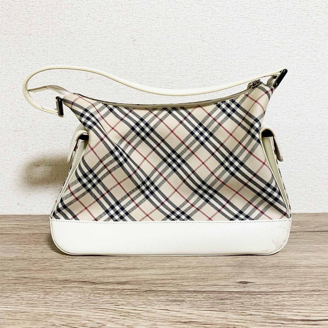 【美品】 バーバリー ワンショルダーバッグ ノバチェック ホワイト