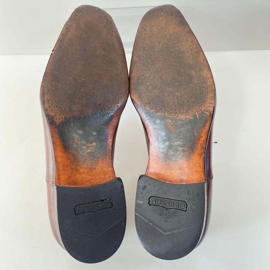 美品 グレンソン 33377 フットマスター プレーントゥ 茶レザー 27.5㌢